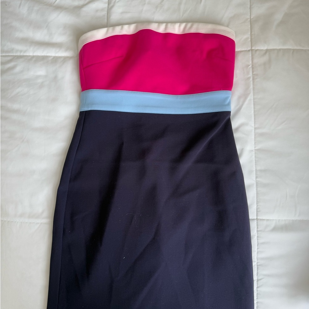 Likely Strapless Dress in Pink, Blue, and Black